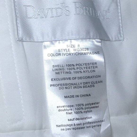 David's Bridal "8" Strapless Wedding Gown; Satin, Traditional Chic, Quiet Luxury - Picture 6 of 6